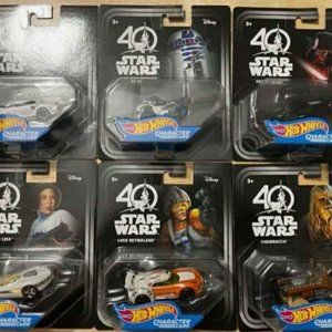 HOT WHEELS STAR WARS 40TH ANNIVERSARY 6 CAR SET CHARACTER CARS